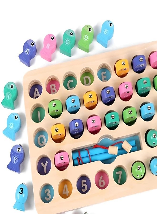 BUSY BRAIN Alphabet Number Magnetic Rod Fish Catching Game, Educational Board Game, Learning Toy for Toddlers and Preschoolers - Image 1